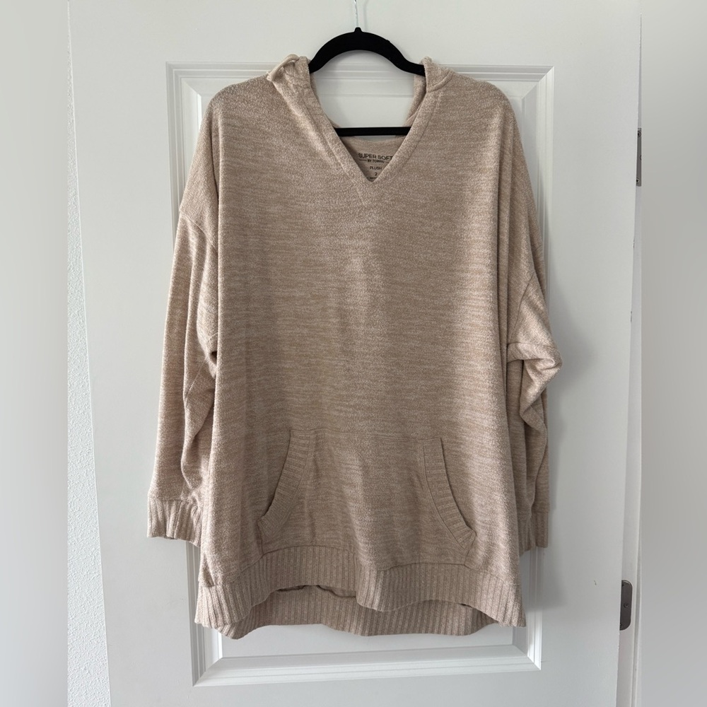 Torrid V-Neck Tan Sweater with Hood